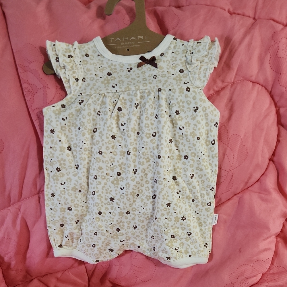 NWOT Tahari Cream and Brown Romper